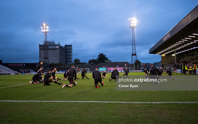 Bohemians warm up at Dalymount Park ahead of their 1-2 loss to Finn Harps in the Premier Division on Friday, 24 September 2021.