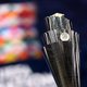 The UEFA Nations League trophy is seen prior to the UEFA Nations League 2026/28 League Phase Draw at Brussels Expo on February 12, 2026 in Brussels, Belgium.