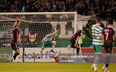 Rory Gaffney scores Shamrock Rovers' second goal late on in Tallaght
