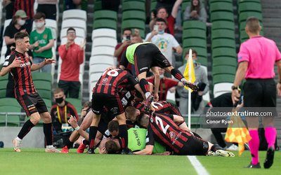 Bohs celebrate in the Aviva Stadium