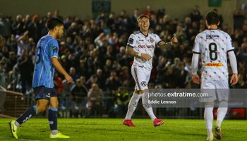 Danny Grant celebrates his goal for Bohemians against UCD on Thursday night