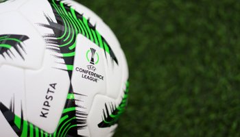 A detailed view of the Kipsta UEFA Conference League match ball